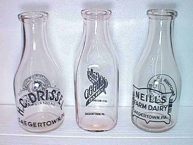 Vtg Lot of 3 Antique Milk Bottles Glass Dairy Bottles Wash & -  in 2023